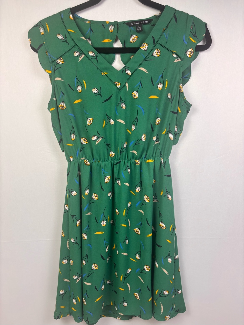 41 Hawthorn Green Floral Flutter Sleeve Dress Petite Small